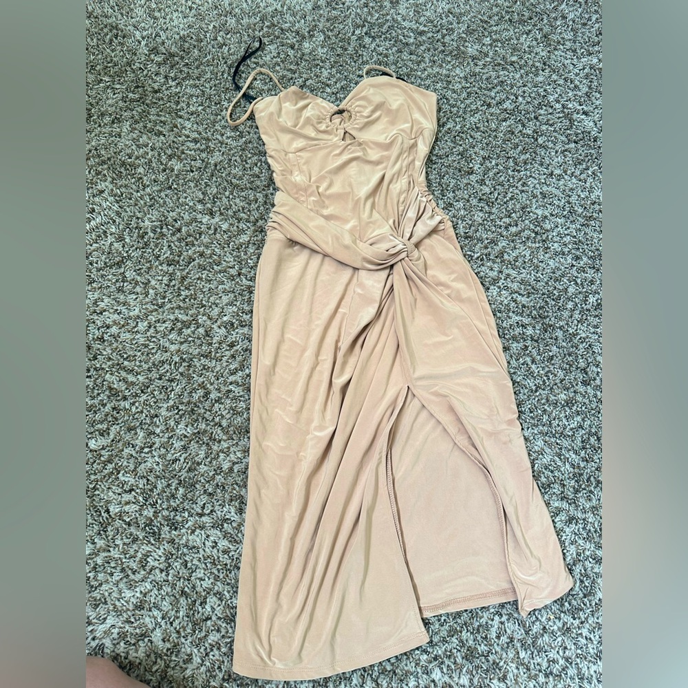 CLASSY SEXY NUDE DRESS